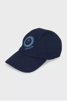 Blue cap with embroidery