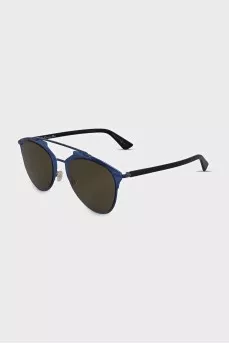 Sunglasses with blue metallic frames