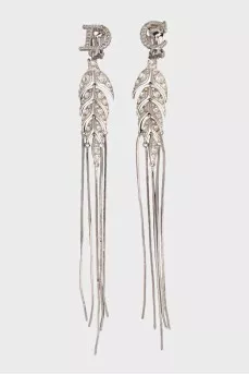 Silver clip-on earrings with crystals