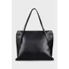 Black leather rectangular tote