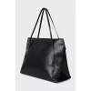 Black leather rectangular tote