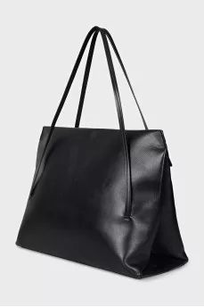 Black leather rectangular tote