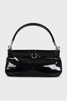 Black patent leather shoulder bag