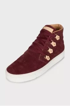 High-top suede sneakers with signature embossing