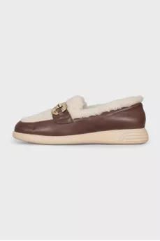 Brown loafers with fur
