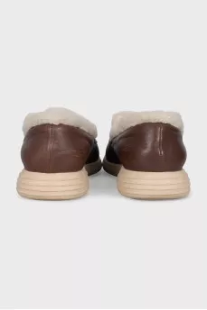 Brown loafers with fur