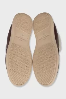 Brown loafers with fur