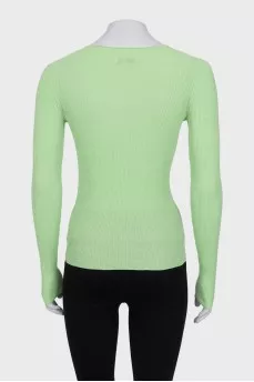 Green ribbed long sleeve shirt