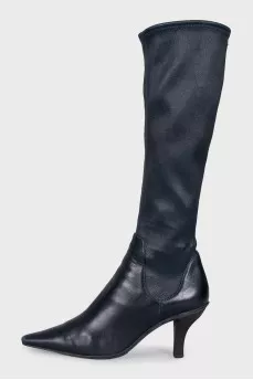 Blue wedge-heeled boots