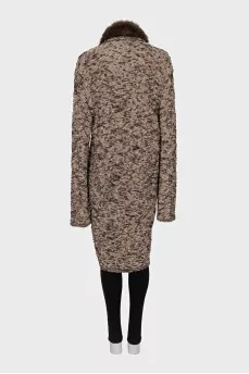 Brown cardigan with fur