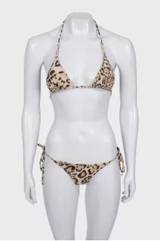 Animal print two-piece swimsuit with tag