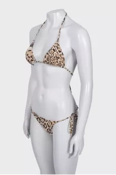 Animal print two-piece swimsuit with tag