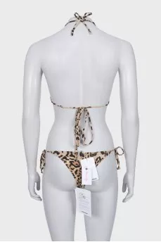 Animal print two-piece swimsuit with tag