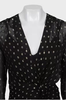 Black dress with gold print