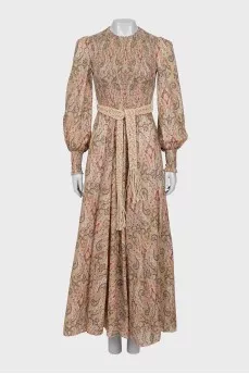Belted paisley dress