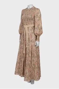 Belted paisley dress