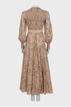 Belted paisley dress