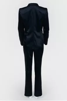 Silk dark blue suit with stone