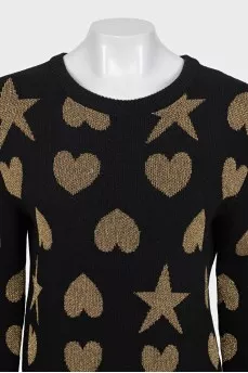 Long black jumper with a print