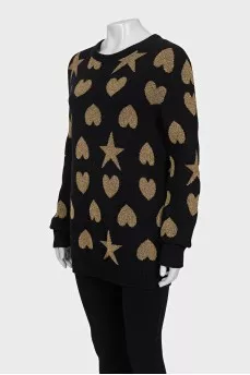 Long black jumper with a print