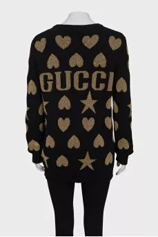 Long black jumper with a print