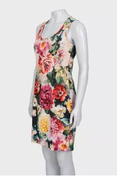 Sleeveless fitted dress in floral print