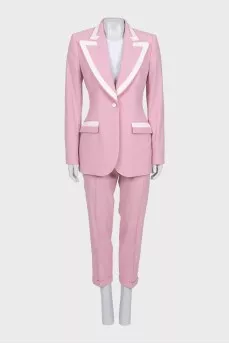 Pink suit with straight-leg trousers