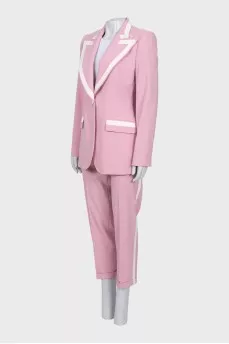 Pink suit with straight-leg trousers