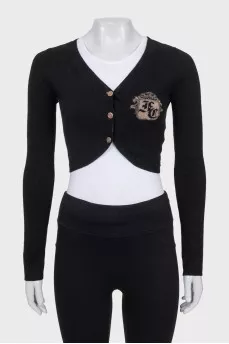 Cropped cardigan with print