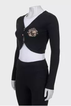 Cropped cardigan with print