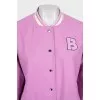 Purple bomber jacket with tag