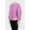 Purple bomber jacket with tag