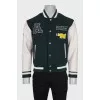 Men's green bomber jacket with embroidery