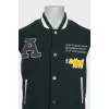 Men's green bomber jacket with embroidery