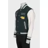 Men's green bomber jacket with embroidery