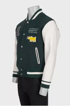 Men's green bomber jacket with embroidery