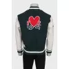 Men's green bomber jacket with embroidery
