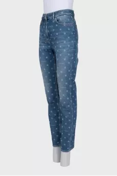 Tapered jeans with signature print