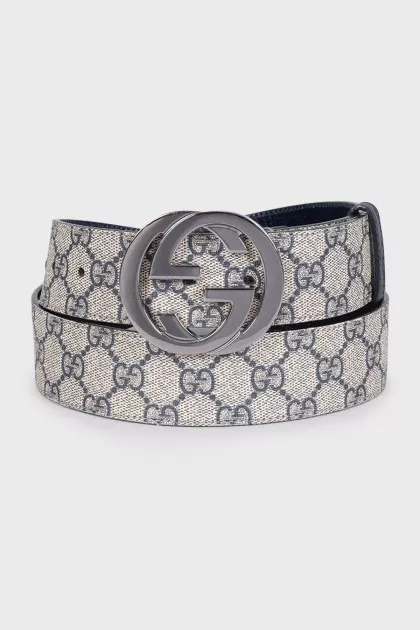 Men's blue canvas and leather belt