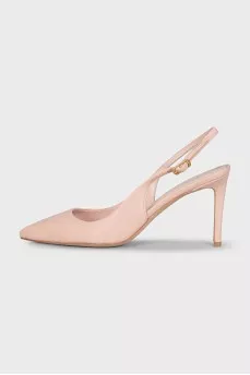 Leather slingbacks with mid-heels