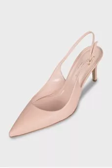 Leather slingbacks with mid-heels