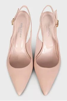 Leather slingbacks with mid-heels