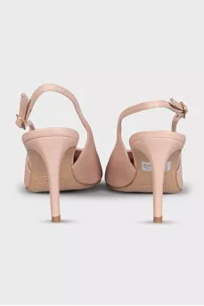 Leather slingbacks with mid-heels