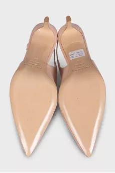 Leather slingbacks with mid-heels