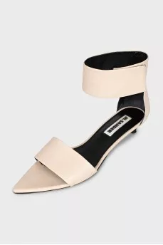 Leather kitten heel sandals