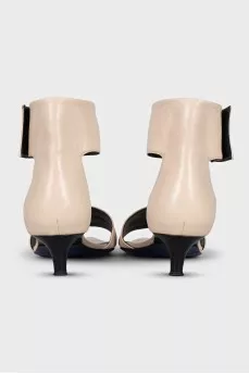 Leather kitten heel sandals