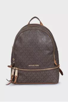 Brown backpack with brand logo