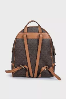 Brown backpack with brand logo