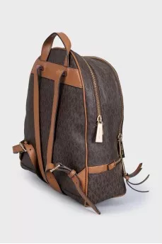 Brown backpack with brand logo