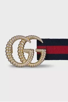 Textile belt with logo buckle